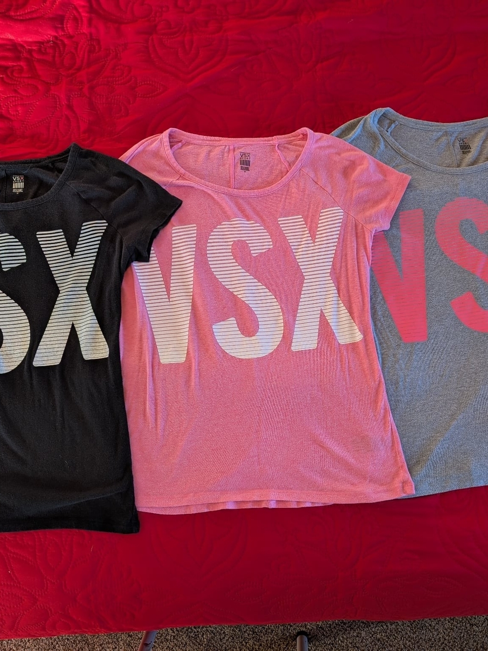 VSX Pink, Black & Gray Girls' Short Sleeve Logo Tees - VSX